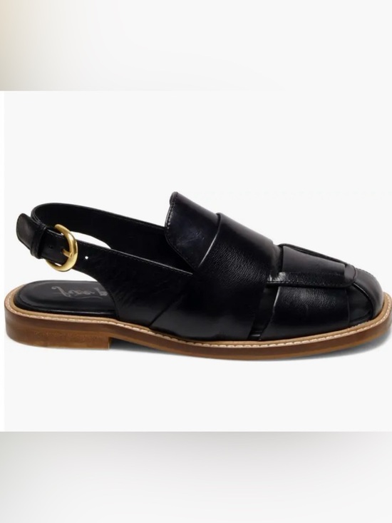 Free People Shoes - Free People Libby Square Toe Fisherman Slingback Sandals Black NWT